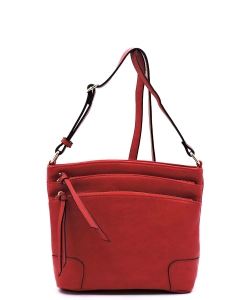 All-In-One Tassel Detailed Crossbody Bag/ Messenger Bag with Double-zipped front compartment WU059 RED